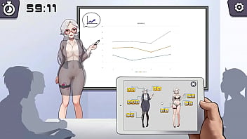 Silver haired lady hentai using a vibrator in a public lecture new hentai gameplay